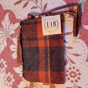 NWT Red Flannel Plaid Wristlet / Pouch